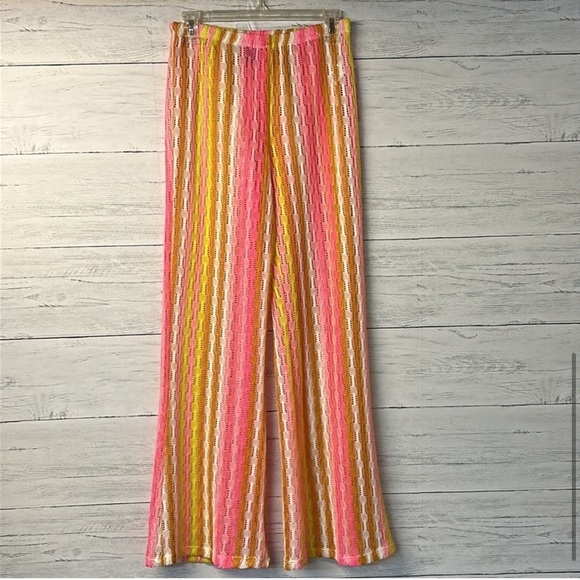 Wild Fable High-Rise Crochet Knit Flare Pants Cool Multi Striped - Picture 9 of 16